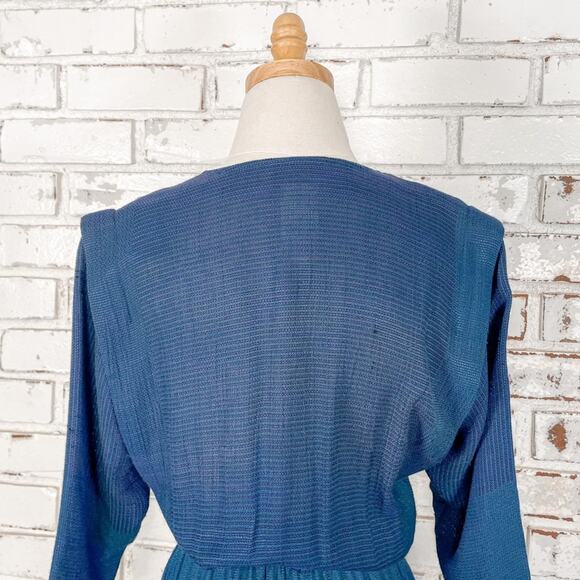 Vintage 80s Rabbit Rabbit Rabbit Multi Blue Knit V-neck Jumpsuit 6 - Picture 8 of 12